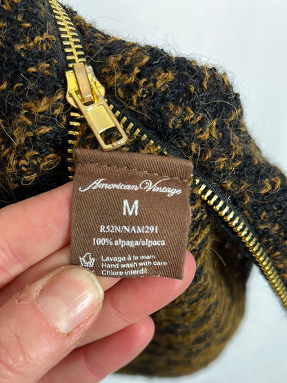 AMERICAN VINTAGE. Black and camel mottled alpaca skirt. TM
