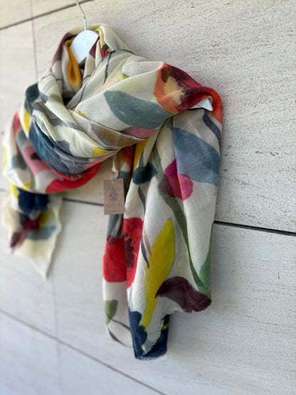 AUNTY B. Chal estampado colores cashmere y seda