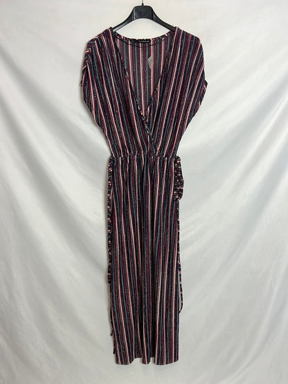 SFERA. Vestido midi rayas textura. T M