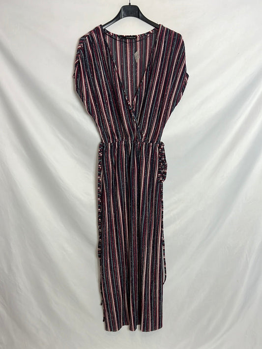 SFERA. Vestido midi rayas textura. T M