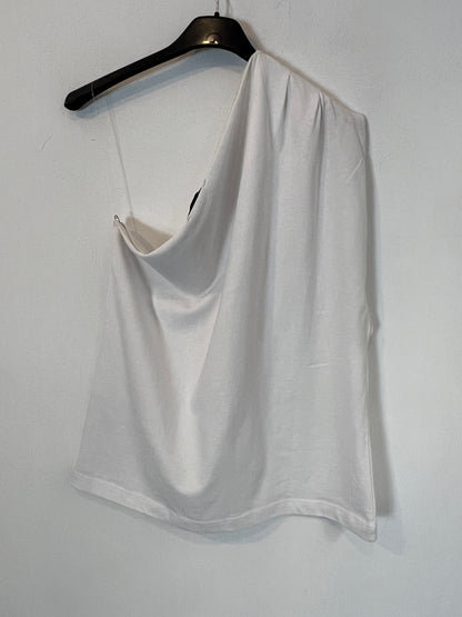 ZARA. Camiseta algodón blanca asimétrica. T M