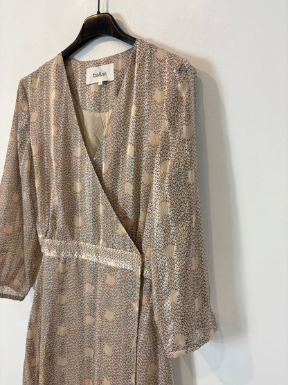 BA&SH. Vestido midi satinado cruzado