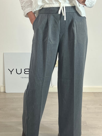 CARLOTA&CO. Pantalón gris cintura blanca T.l