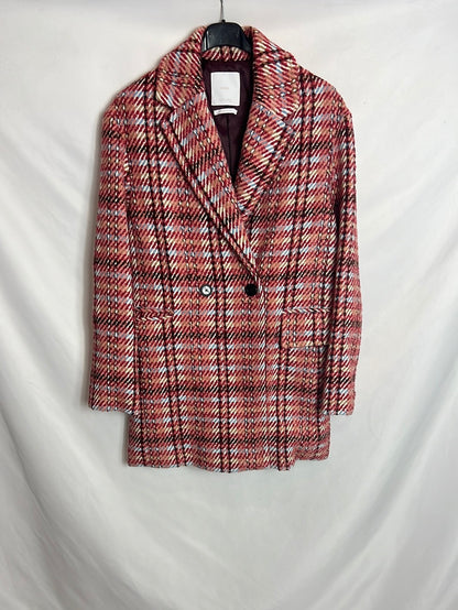 MANGO. Abrigo cuadros colores. T S