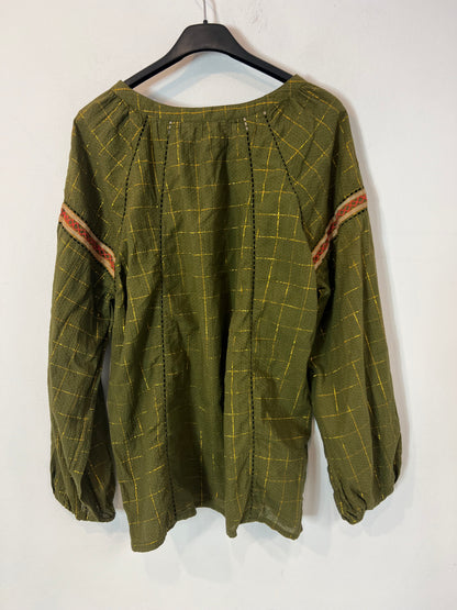 MAISON HOTEL. Green striped Ts blouse