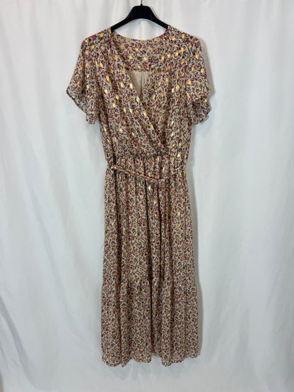 OTHERS. Long floral dress with gold details. TS