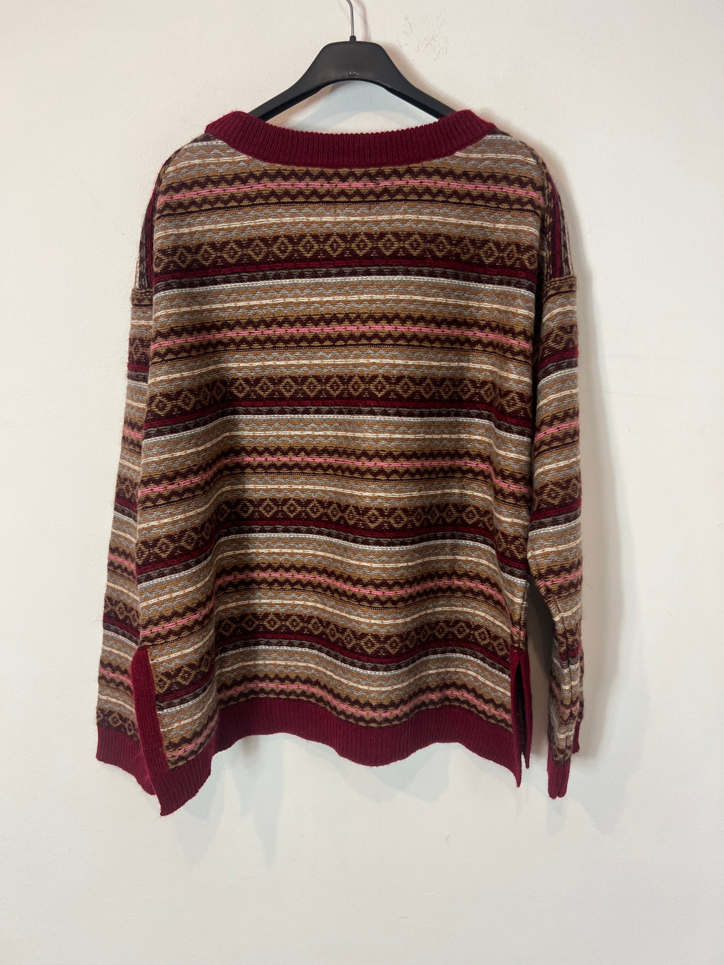 MASSIMO DUTTI. Jersey burdeos estampado T.m