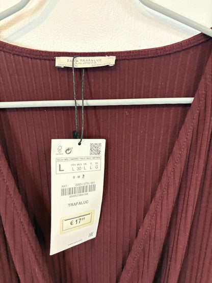 ZARA. Mono largo canalé fluido granate