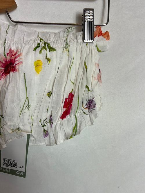 H&M. Bandeau blanco flores . T XS/S