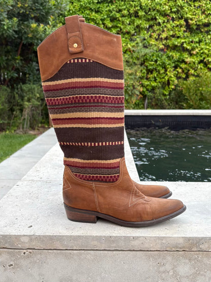 FLAVIO MENORCA. Botas camperas piel y tela