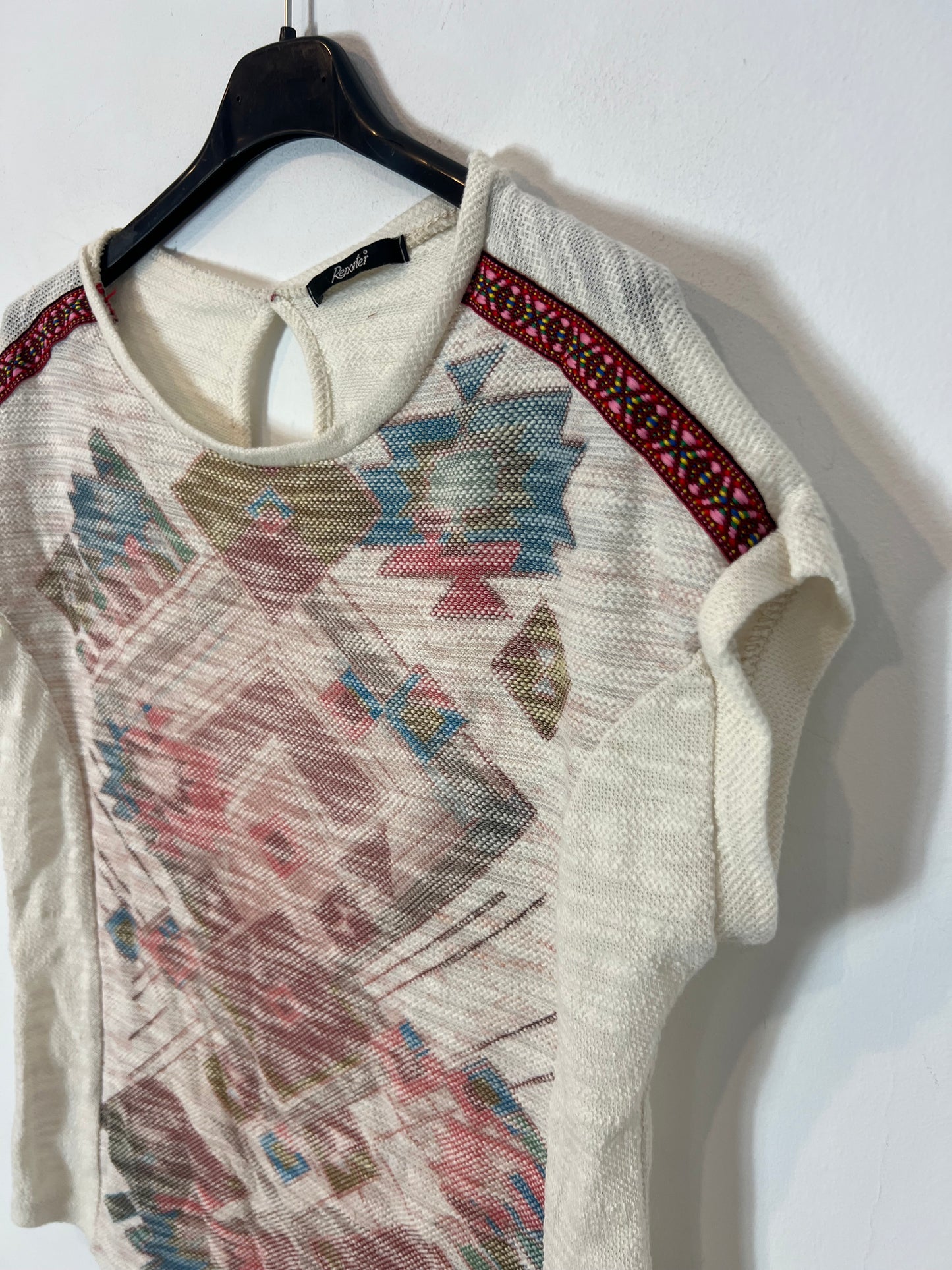 OTRAS. Top textura estampado étnico. T S/M