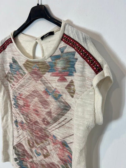 OTRAS. Top textura estampado étnico. T S/M