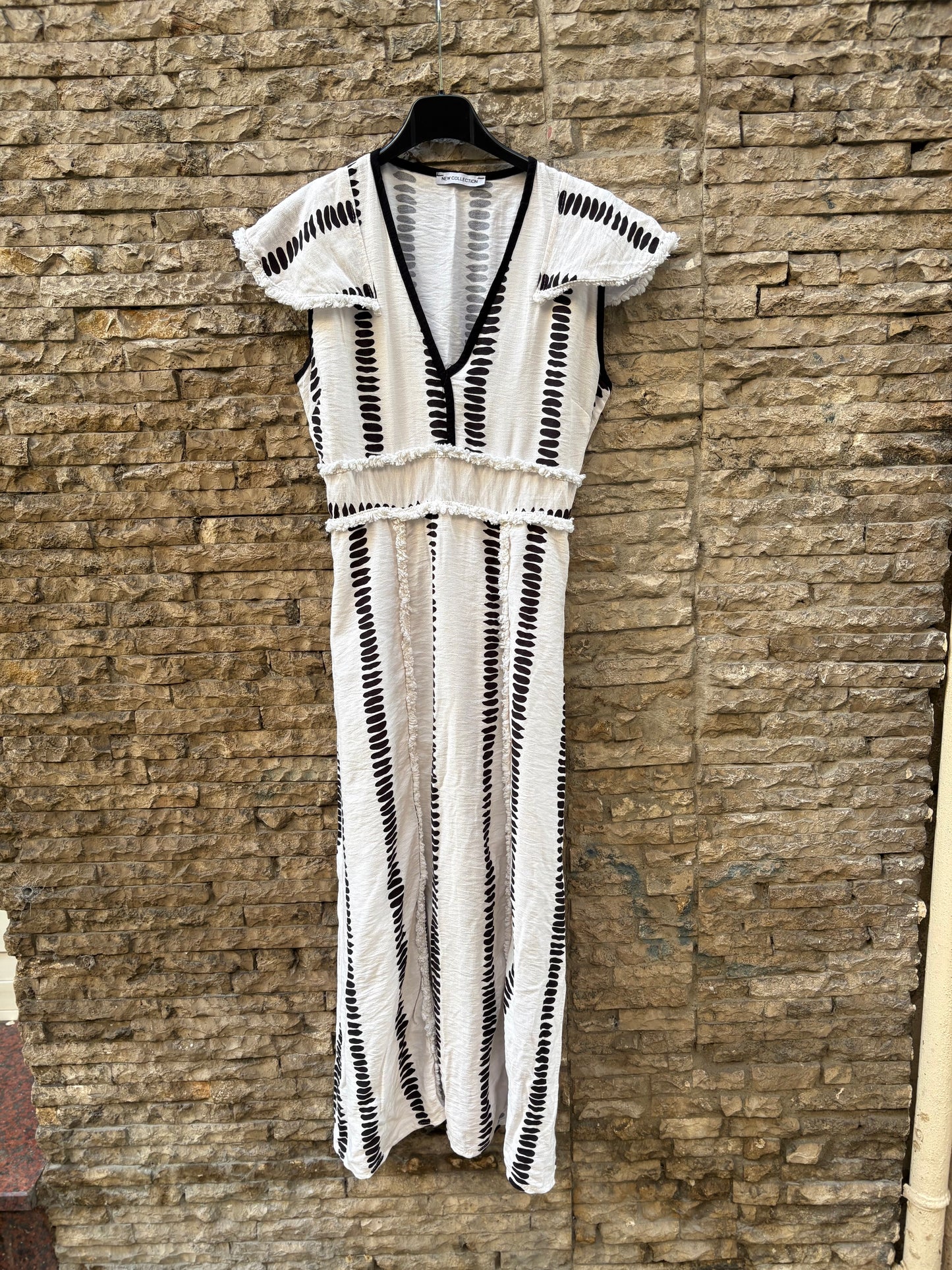 OTRAS. Vestido midi lino flecos