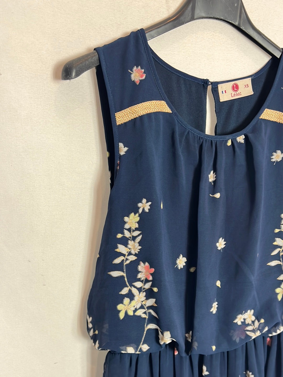 LESAC. Vestido largo azul flores. T XS