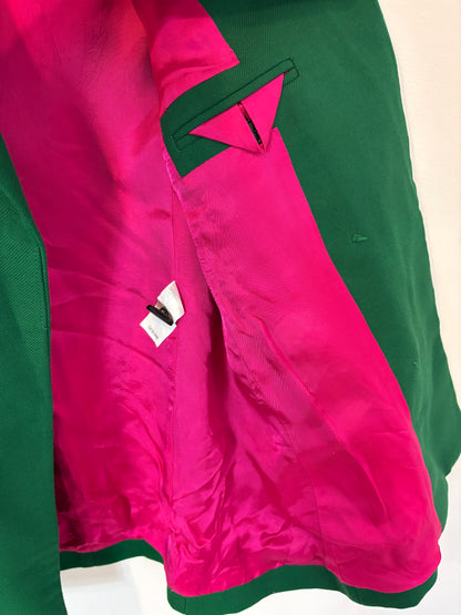 ZARA. Traje de chaqueta verde doble botonadura