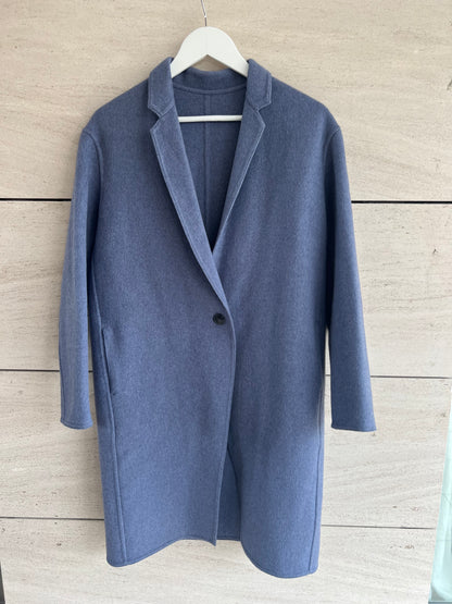 UNIQLO. Abrigo azul/morado lana mezcla. T XS (S)