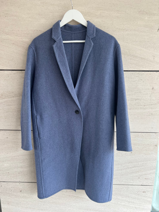 UNIQLO. Abrigo azul/morado lana mezcla. T XS (S)