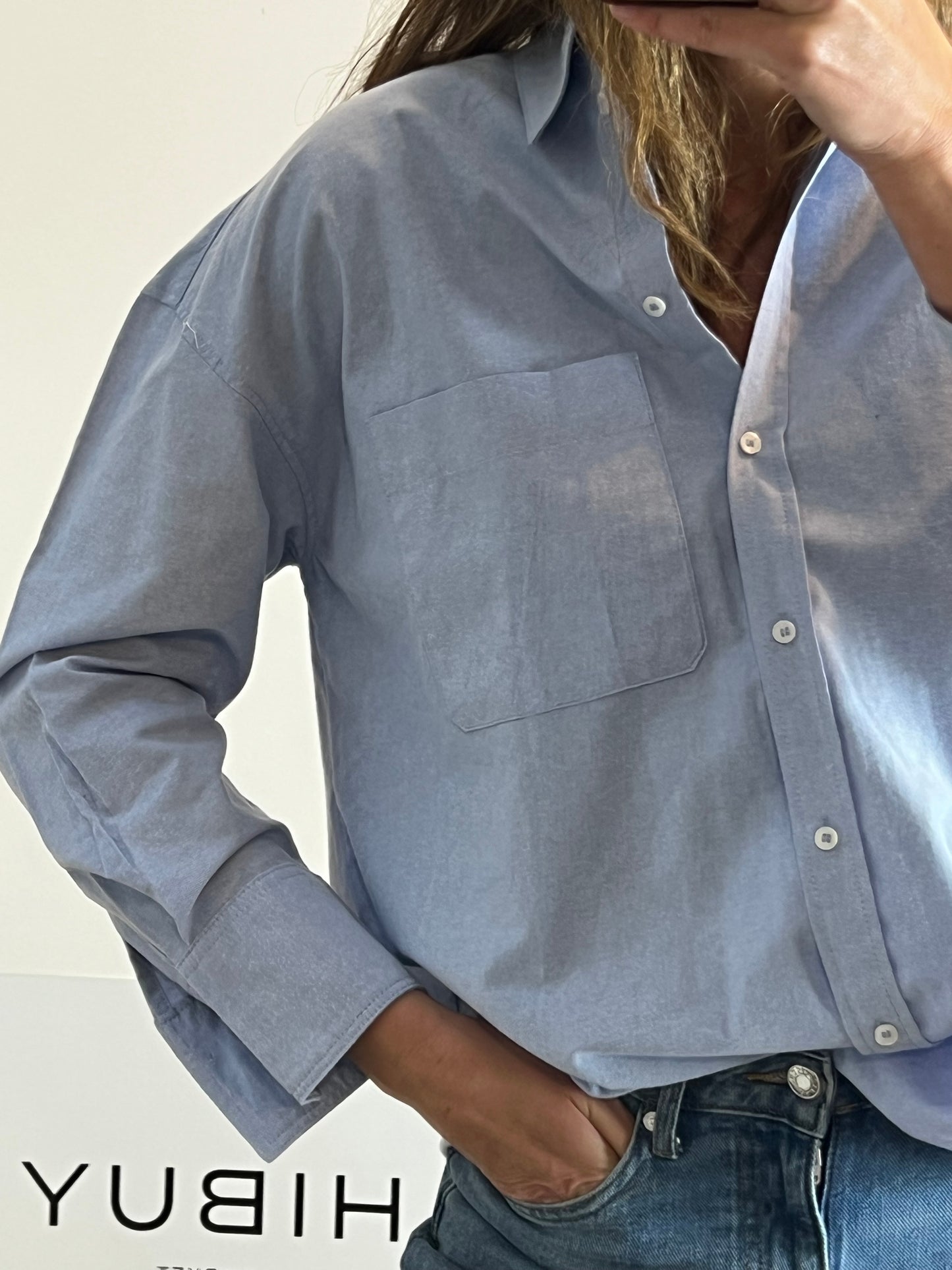 ZARA. Light blue oxford shirt. Size XS