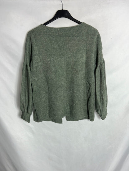 OTRAS. Chaqueta punto verde manga farol. T S/M