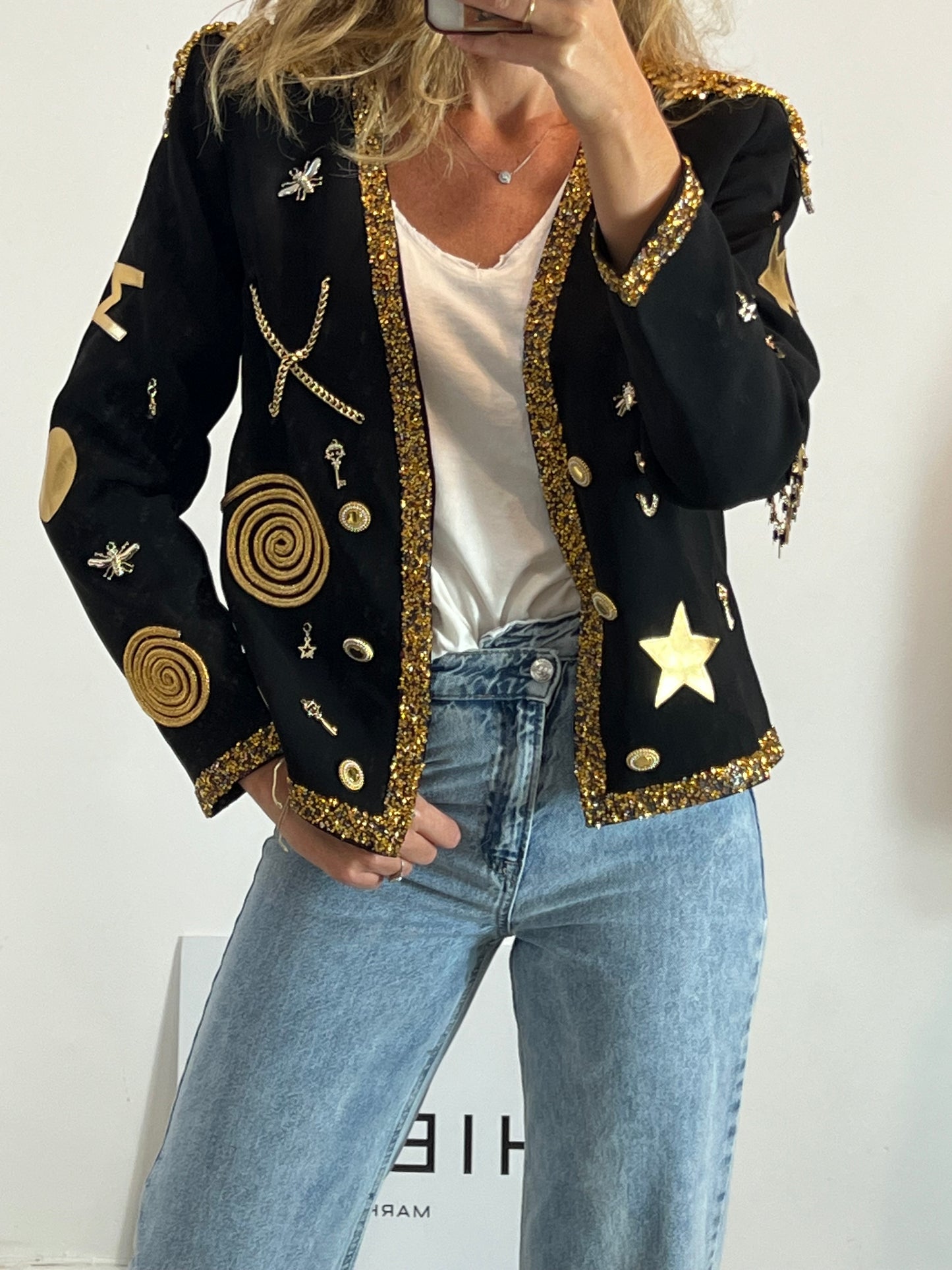 KIKIRIKI. Black beaded jacket. TS