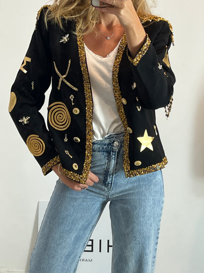 KIKIRIKI. Black beaded jacket. TS