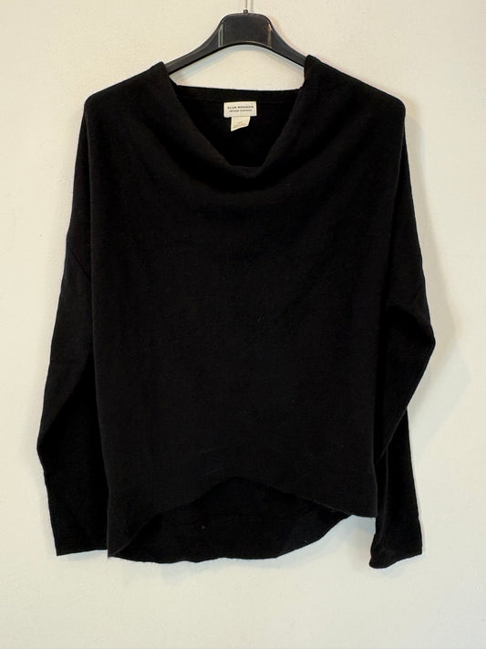 CLUB MÓNACO. Jersey negro cashmere detalle cuello. T S