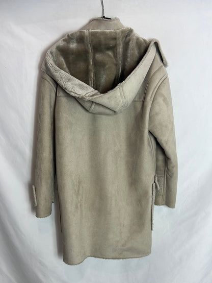 ADOLFO DOMINGUEZ. Abrigo beige texturas. T S