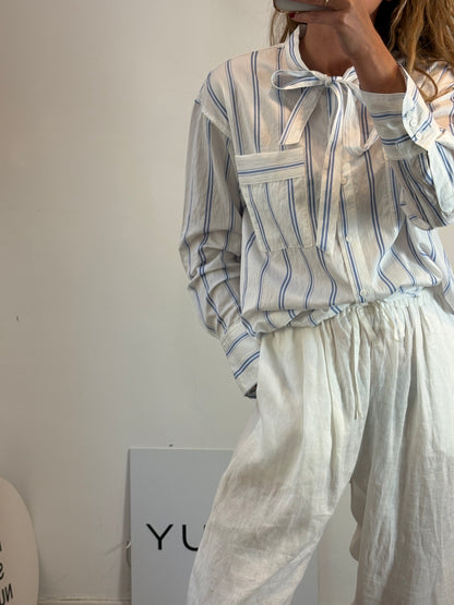 PARFOIS. Blusa blanca rayas lazada