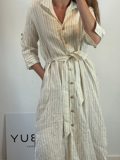 LLOYD'S. Vestido midi rayas lino