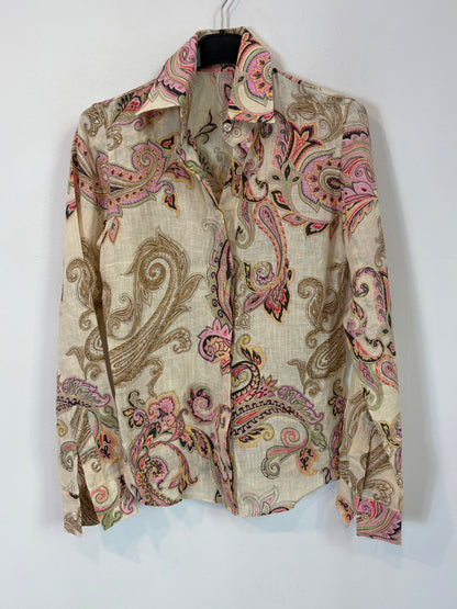 ETRO. Printed linen shirt. Size 34