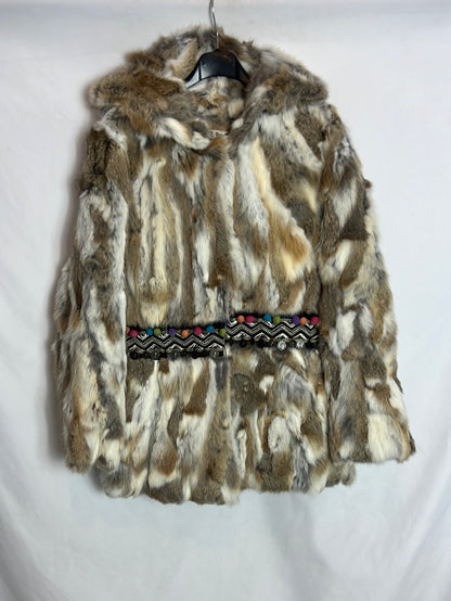 YU.YU. Natural fur coat with beaded back. TM/L
