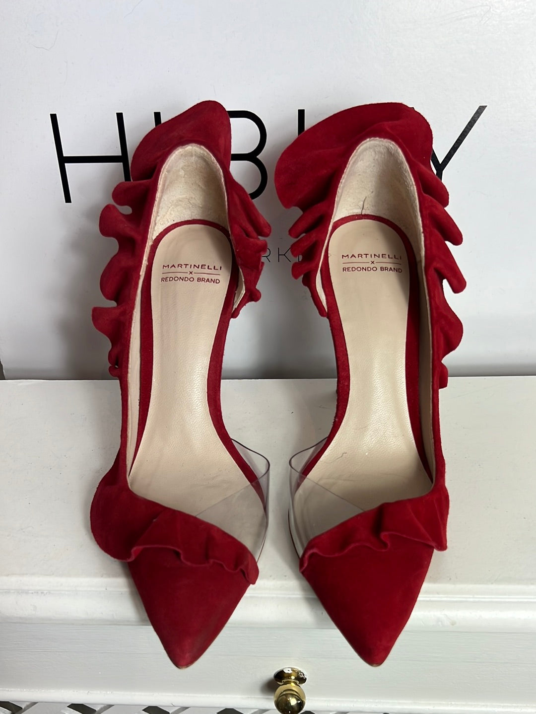 MARTINELLI x REDONDO BRAND. Tacones doble textura rojo oscuro. T 38