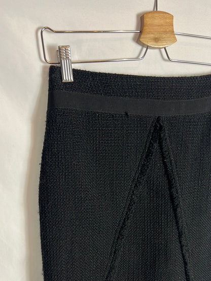 PEDRO DEL HIERRO. Falda negra lana detalle. T 38