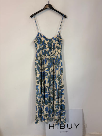 ZARA. Vestido midi estamapdo azules. T S