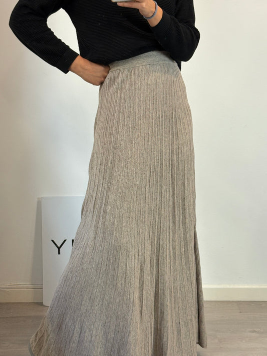 MASSIMO DUTTI. Falda larga plisada jaspeada