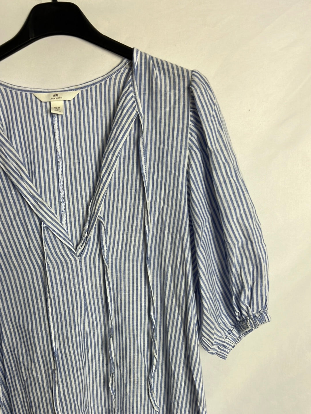 H&amp;M. Long striped linen dress T.xs