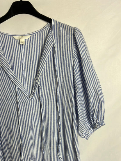 H&amp;M. Long striped linen dress T.xs