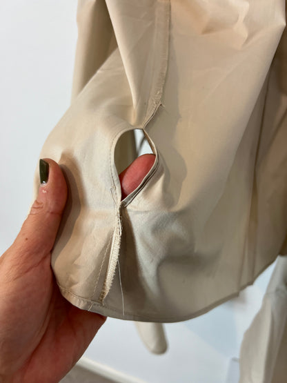 ZARA. Beige wrap blouse with sleeve detail. XS