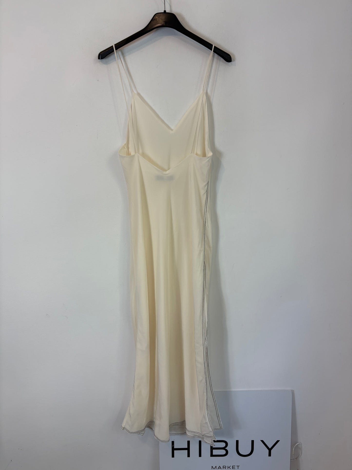 ZARA. Vestido largo lencero costuras. T S