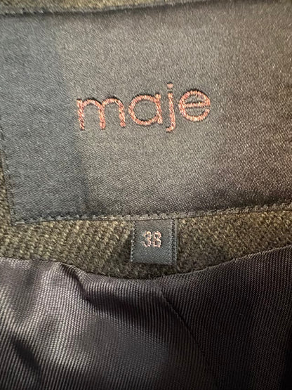 MAJE. Chaqueta verde lana botones