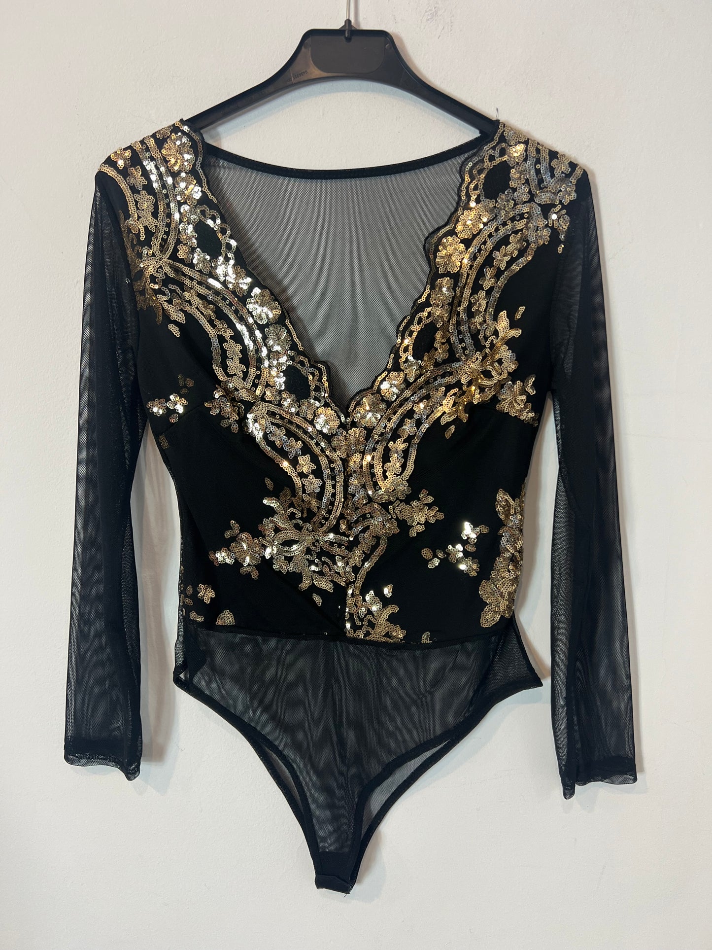 OTRAS. Body negro lentejuelas TU(S)