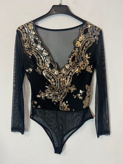 OTRAS. Body negro lentejuelas TU(S)