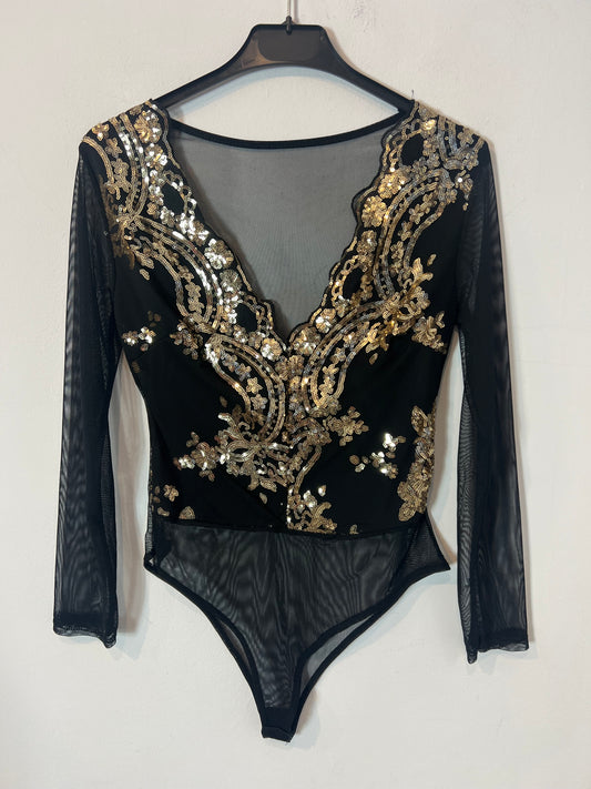 OTRAS. Body negro lentejuelas TU(S)