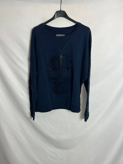 ZADIG&VOLTAIRE . Sudadera azul logo pedrería negra. T M