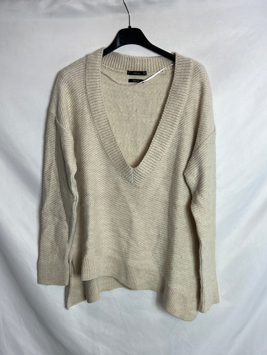 ZARA. Beige sweater with wide neckline Ts