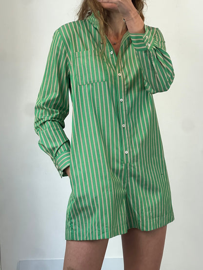 BALZAC PARIS. Green striped jumpsuit, size 38