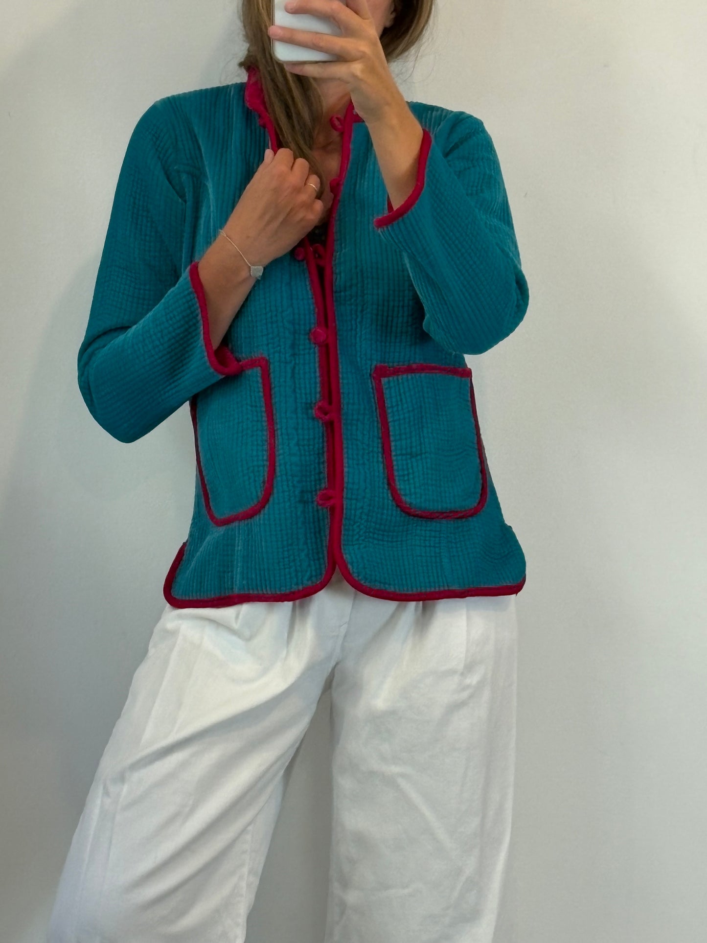 OTRAS. Chaqueta textura terciopelo bicolor. T M