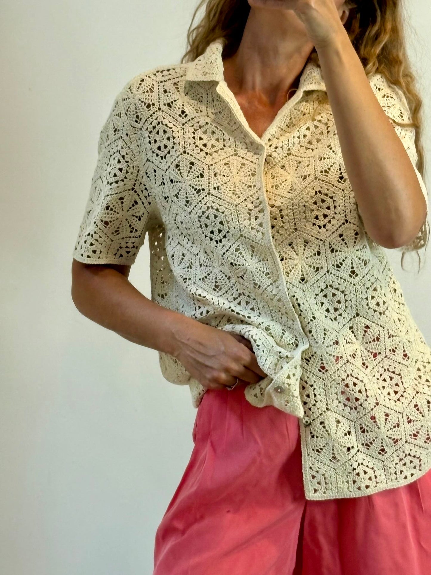 Chaqueta croché en beige