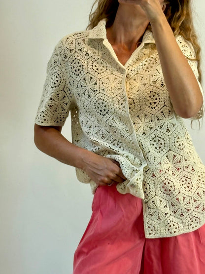 Chaqueta croché en beige