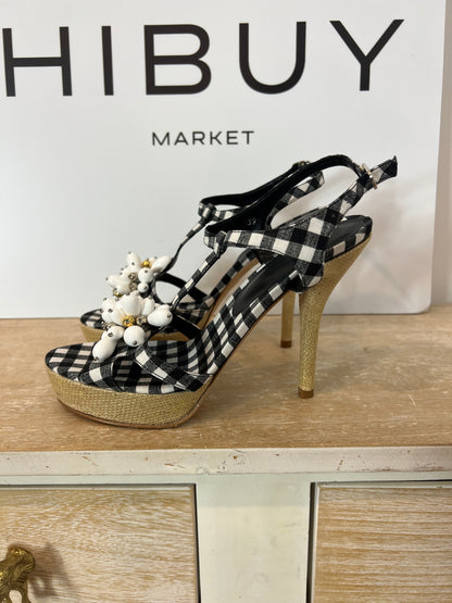 CASTAÑER. Sandalia cuadros vichy. T 39